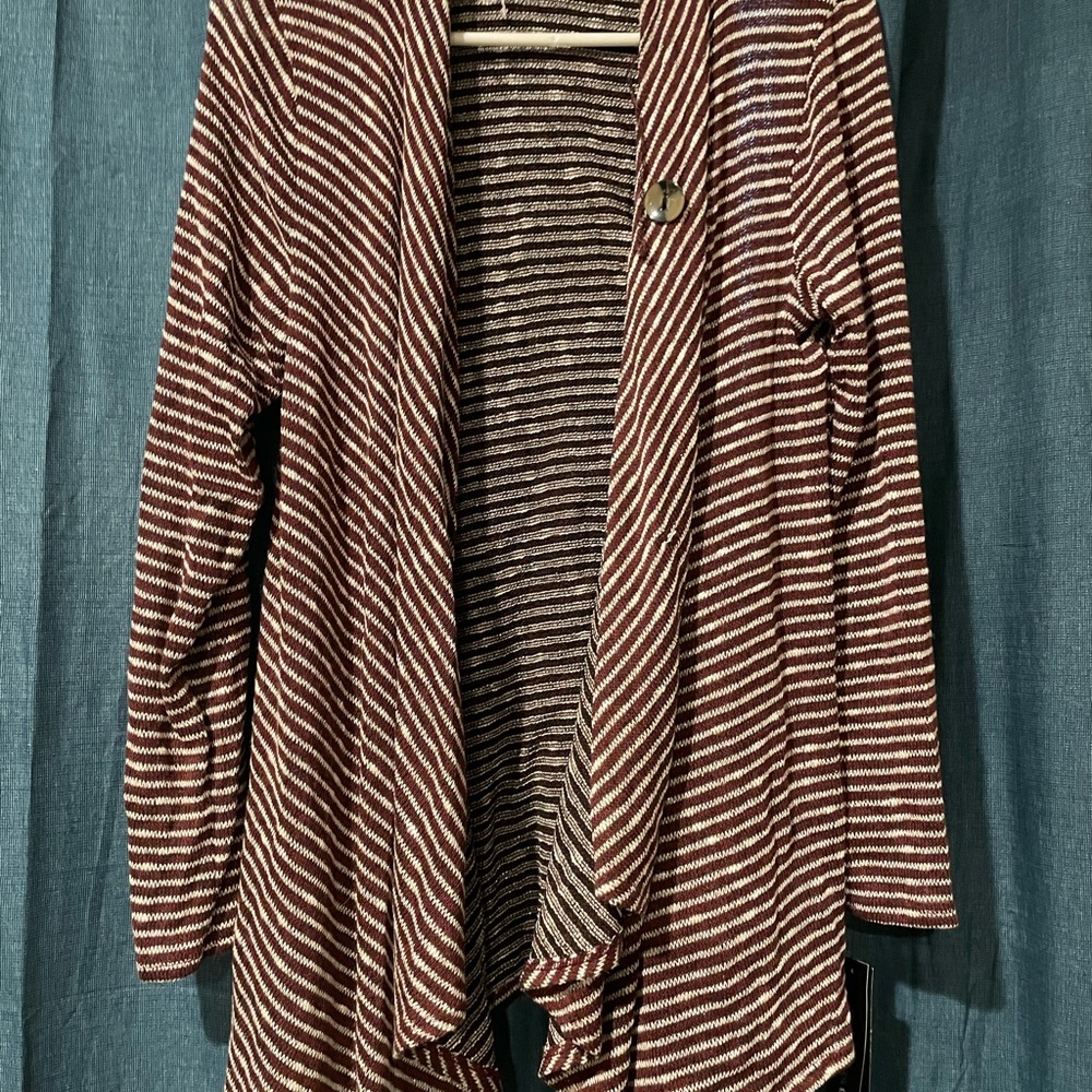 AB Studio Brown and White Cardigan Waterfall Design
